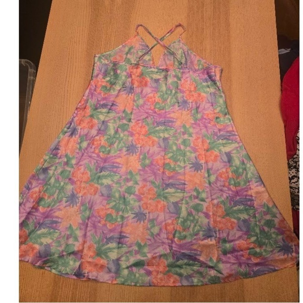 Secret Treasures Floral Chemise Nightgown Purple Orange Large - Picture 3 of 4
